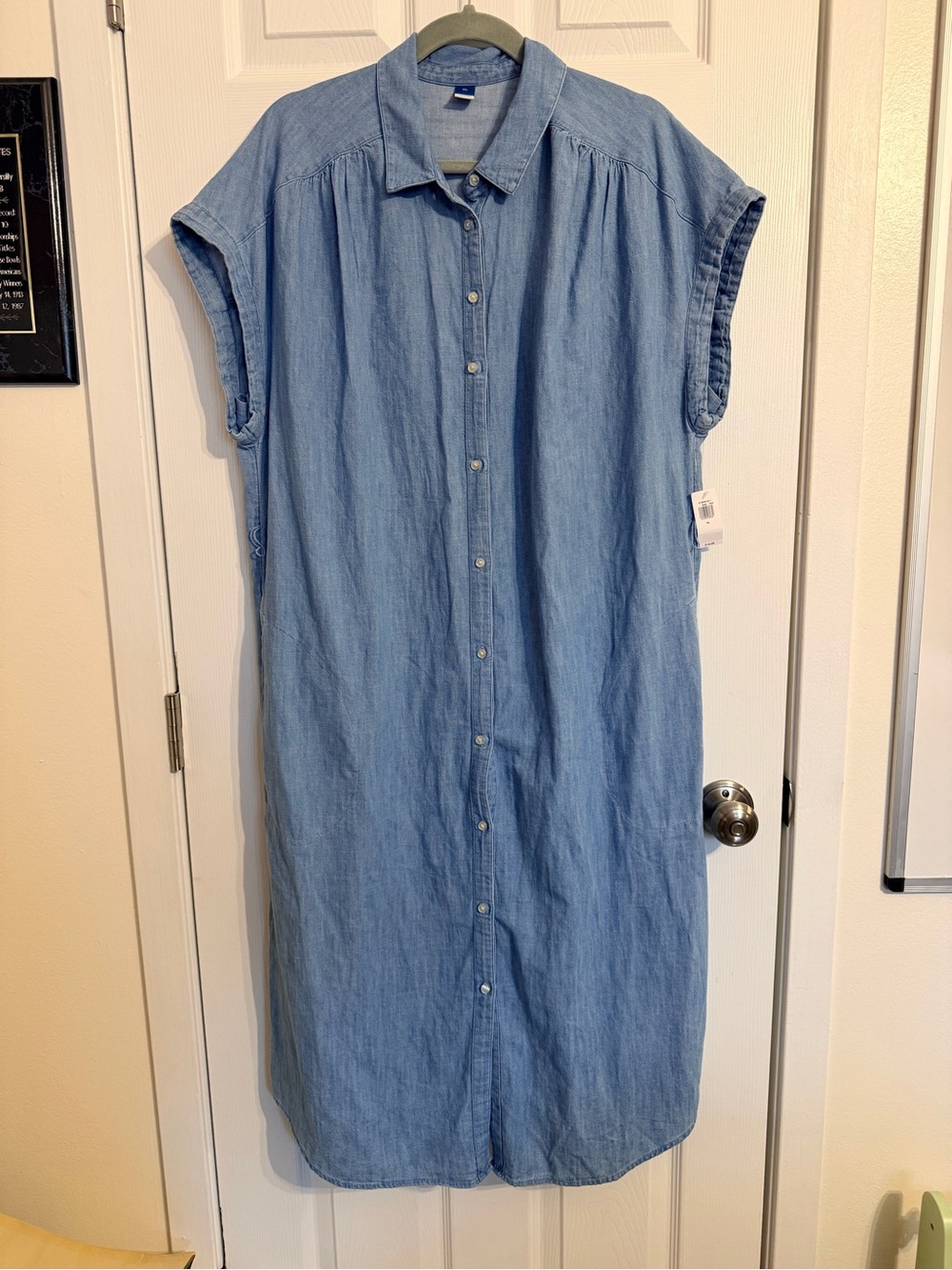 NWT 100% Cotton Light Blue Denim Midi Shirt Dress